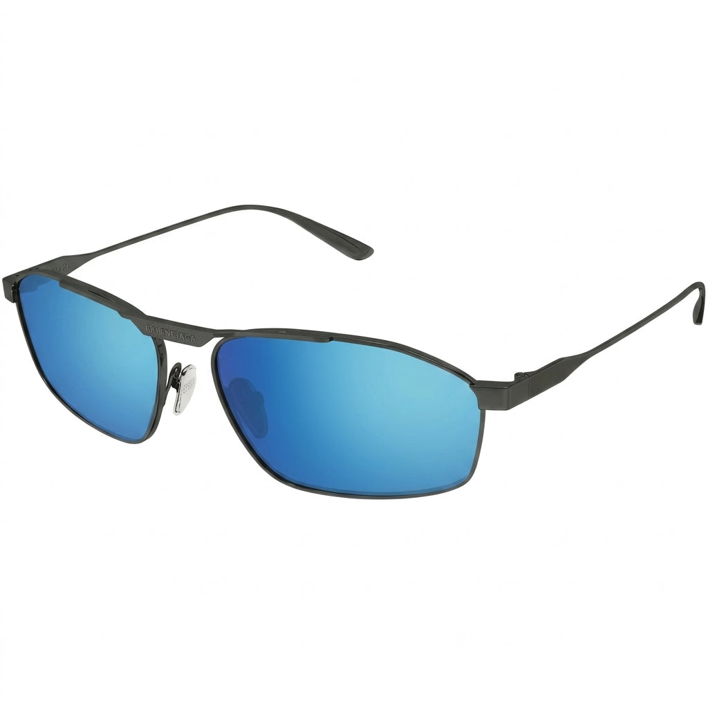Balenciaga Men BB0416S 003 Gunmetal / Blue Geometric Metal Sunglasses