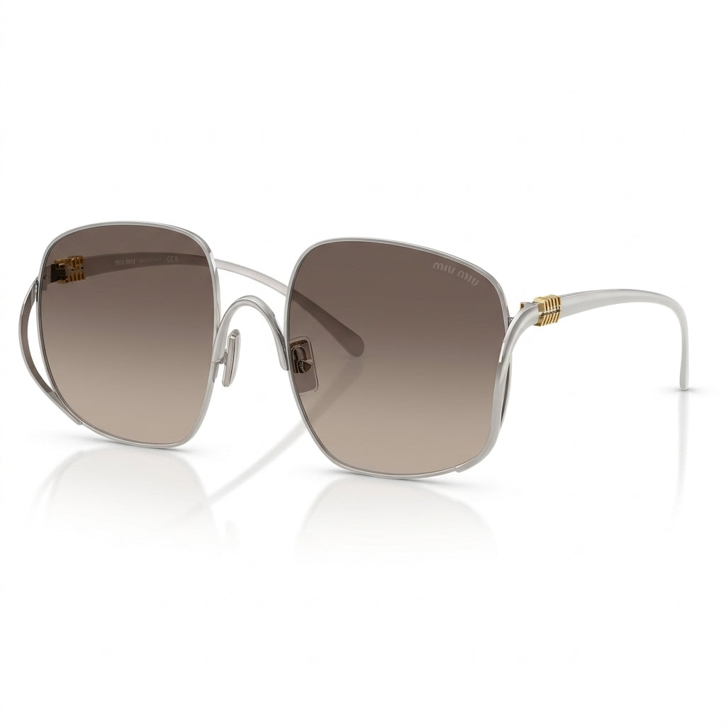 Miu Miu Women MU A57S Oversized Square Silver / Grey Gradient Sunglasses