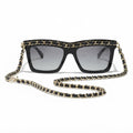 Chanel Women Rectangular Black Sunglasses