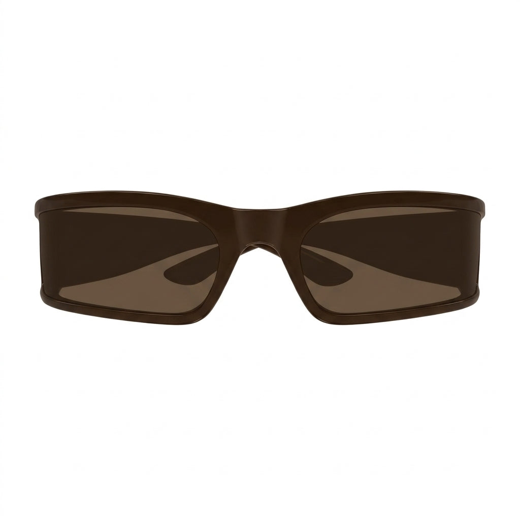 Balenciaga Unisex BB0458S Sunset Rectangle Brown / Silver Sunglasses