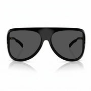 Miu Miu MU A01S Unisex Aviator Shield Shiny Black / Dark Grey Sunglasses 