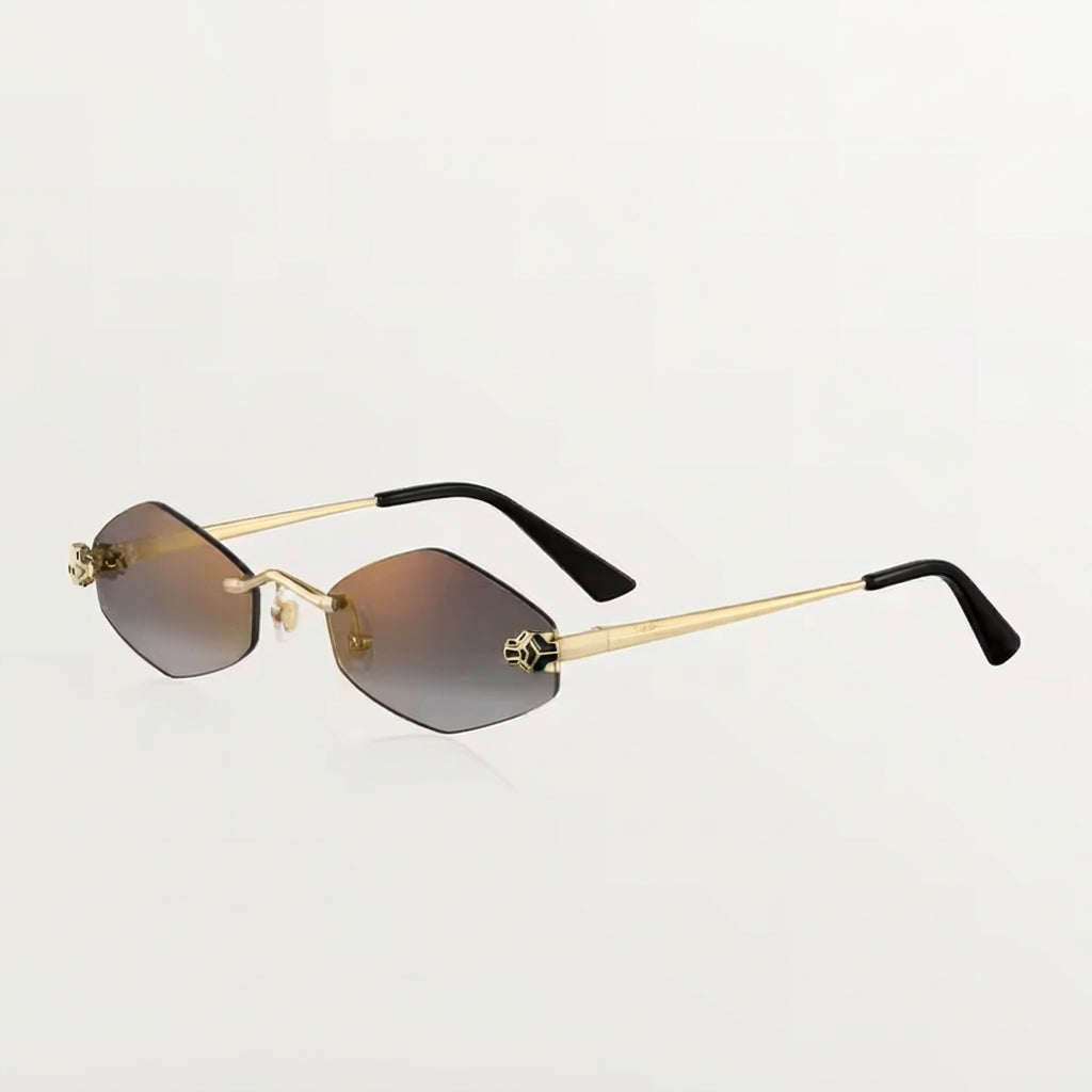 Cartier Panthère de Cartier Unisex Rimless Hexagonal Grey Gradient Sunglasses