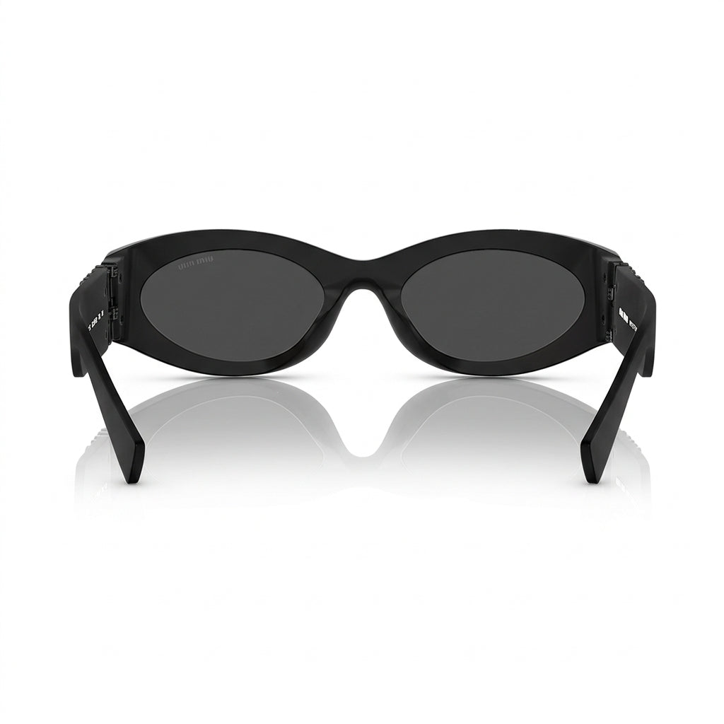 Miu Miu Women MU 11WS Glimpse Oval Matte Black / Dark Grey Sunglasses