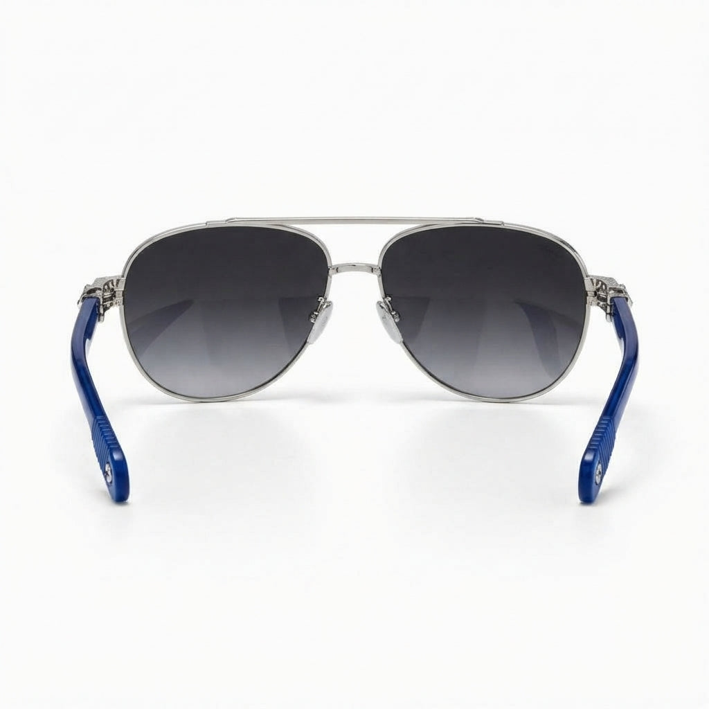 Chrome Hearts Unisex Aviator Blue Temples Grey Sunglasses