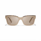 Chanel Women Square Beige & Tortoise Sunglasses