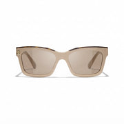 Chanel Women Square Beige & Tortoise Sunglasses