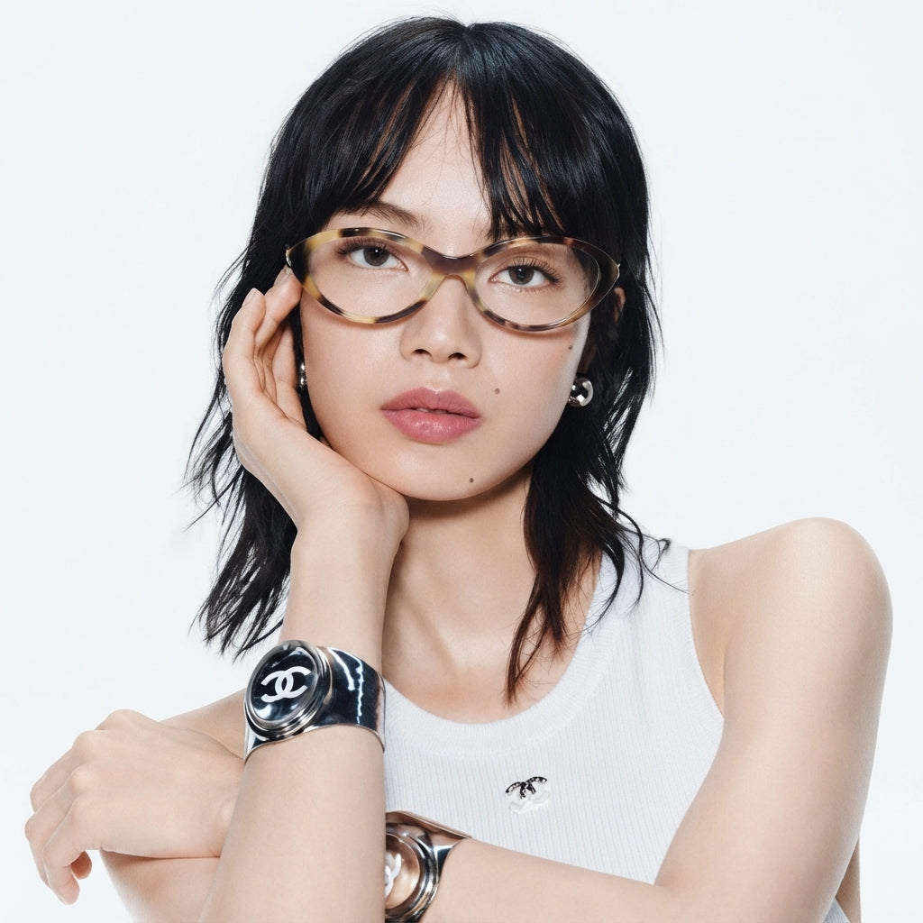 Chanel Women Oval Tortoise Eyeglasses