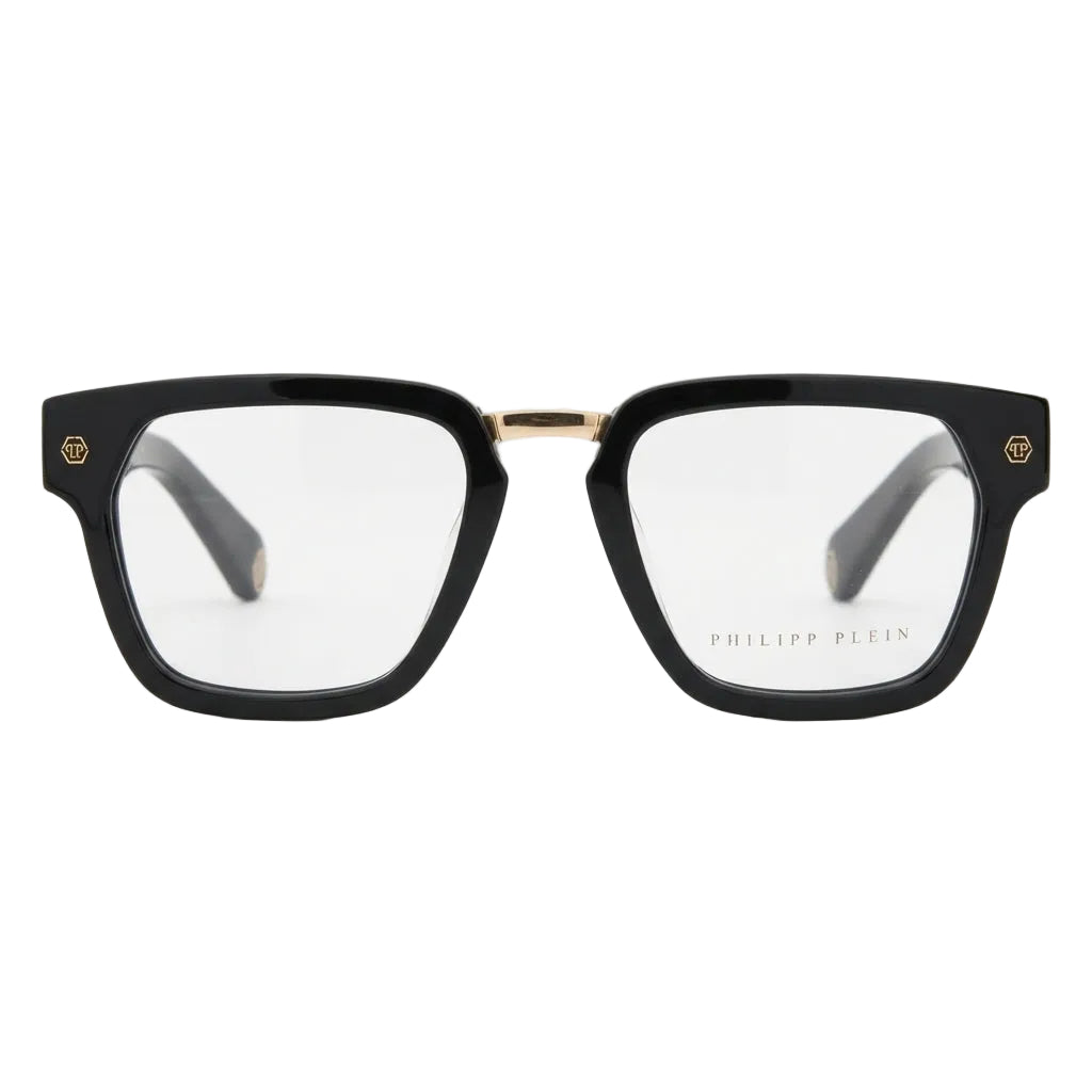 Philipp Plein Men's VPP055W Optical Shiny Black / Gold Eyeglasses