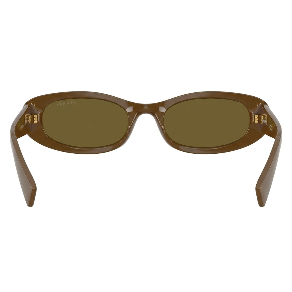 Miu Miu Women MU C02S Oval Light Cocoa Brown / Olive Green Sunglasses