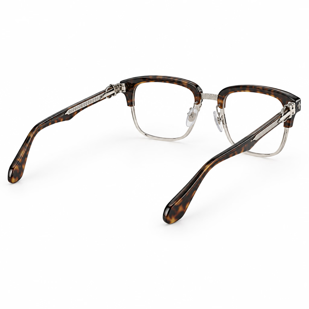 Chrome Hearts Unisex Tortoise Shell Titanium Semi-Rimless Optical Frames