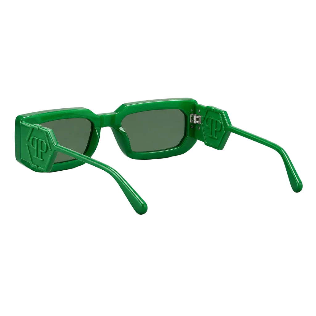 Philipp Plein SPP119M Unisex Green Square Sunglasses