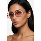 Chanel Women Oval Gold Pink Sunglasses