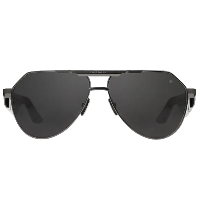Maybach The King III Unisex Black Satin Titanium Dark Grey Sunglasses