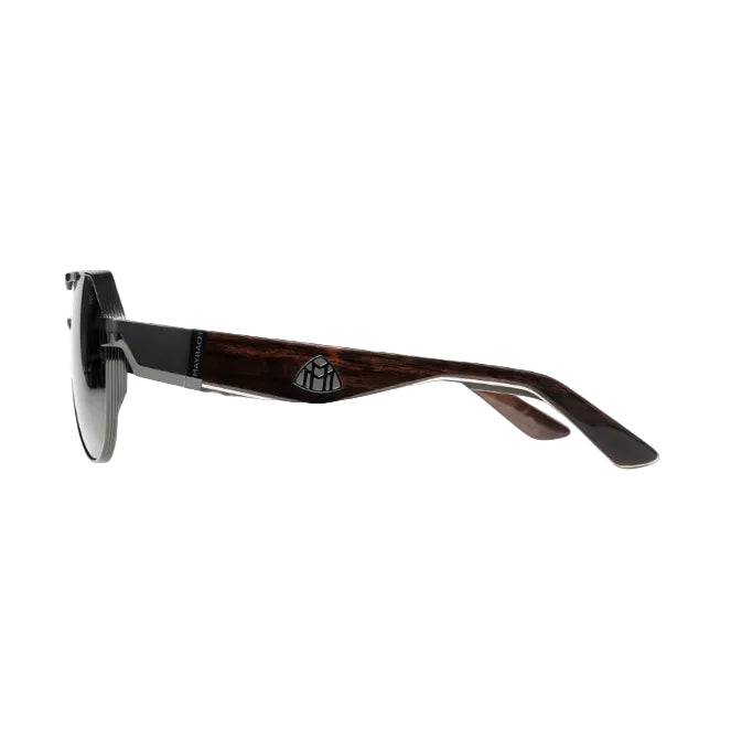 Maybach The King III Unisex Black Satin Titanium Dark Grey Sunglasses