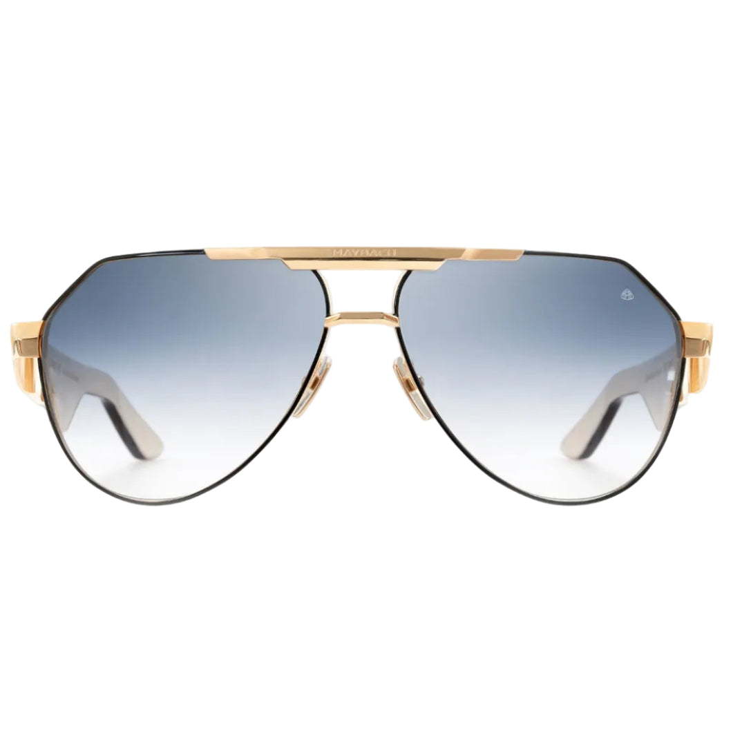 Maybach The King III Unisex 22K Gold / Black Lacquer Blue Sunglasses 