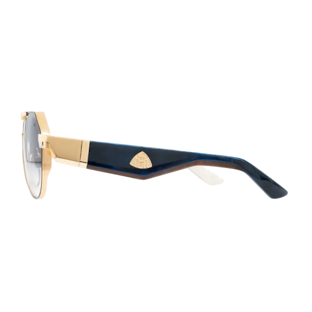 Maybach The King III Unisex 22K Gold / Black Lacquer Blue Sunglasses