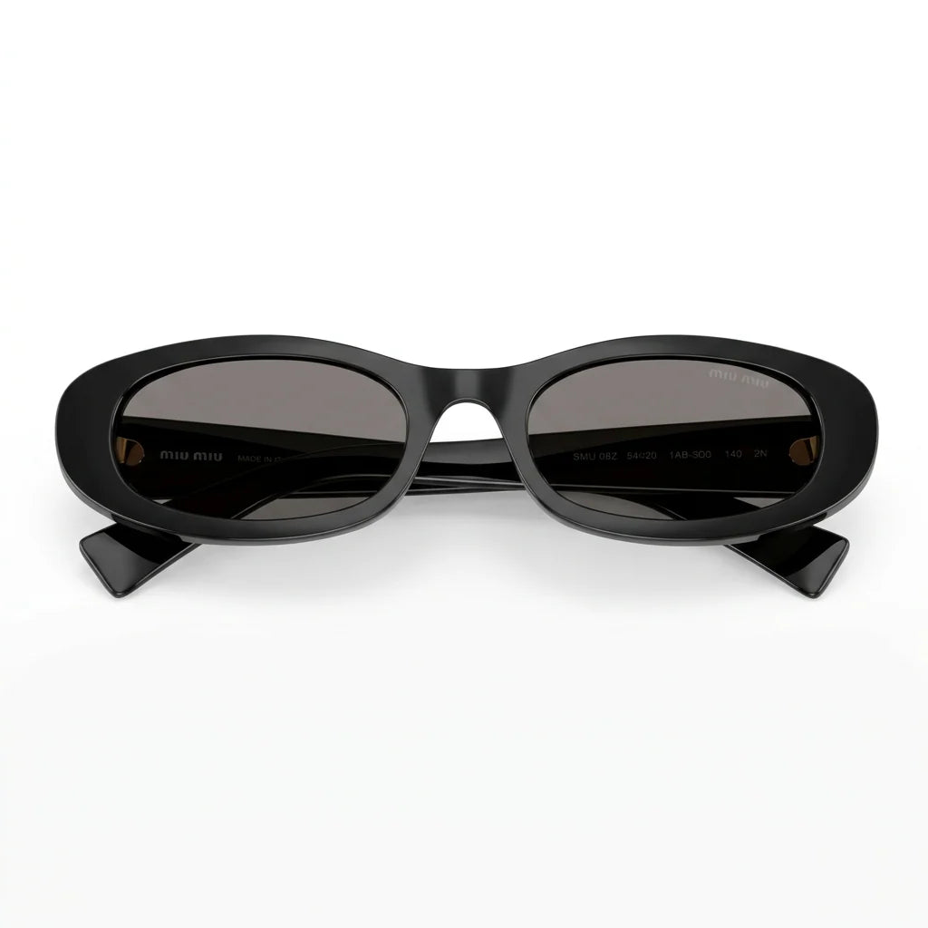 Miu Miu Women Oval Black / Dark Gray Sunglasses