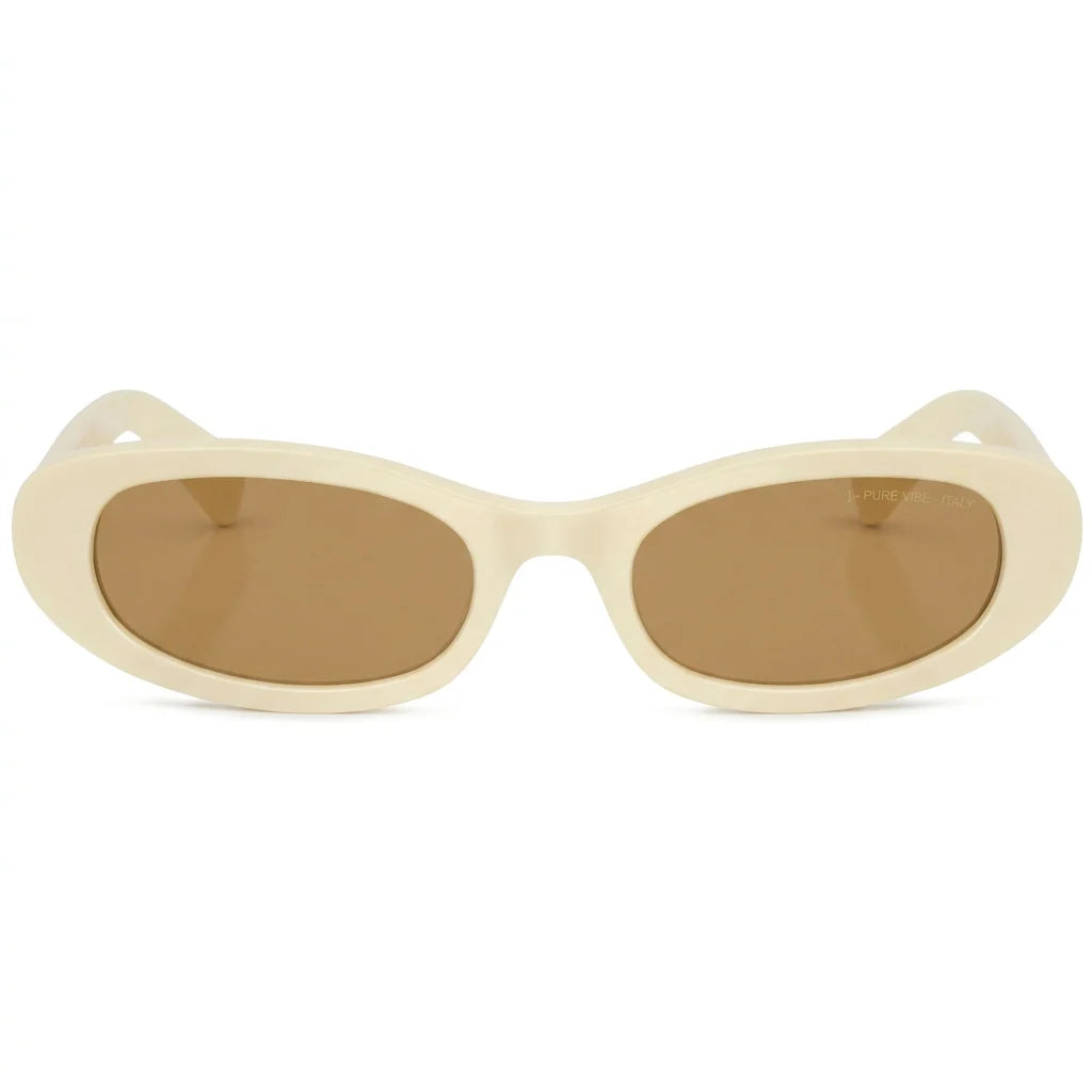 Miu Miu Women MU C02S Oval Milk / Brown Sunglasses