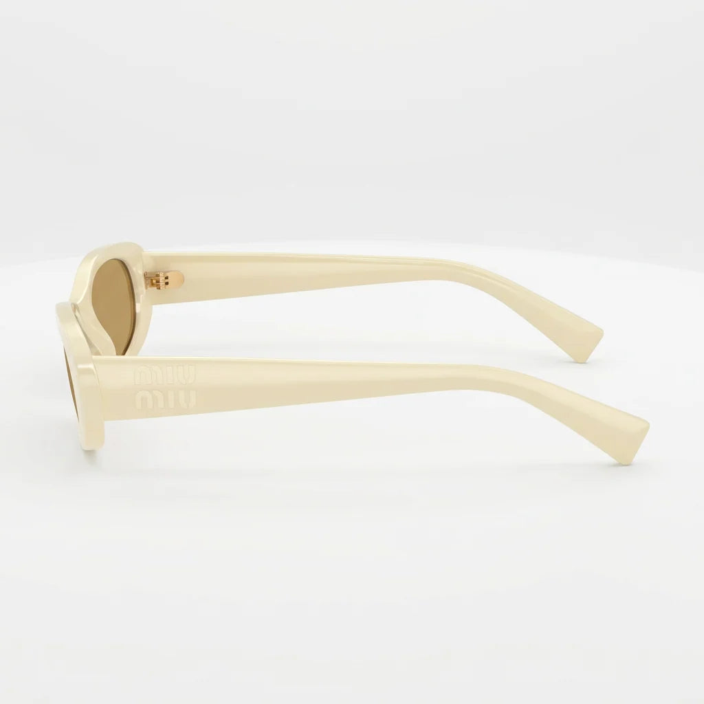 Miu Miu Women MU C02S Oval Milk / Brown Sunglasses