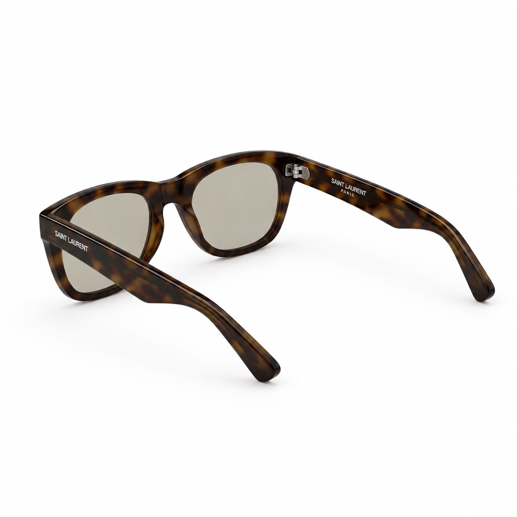 Saint Laurent Women SL 815 Romy Squared Oval Dark Havana / Light Yellow Sunglasses