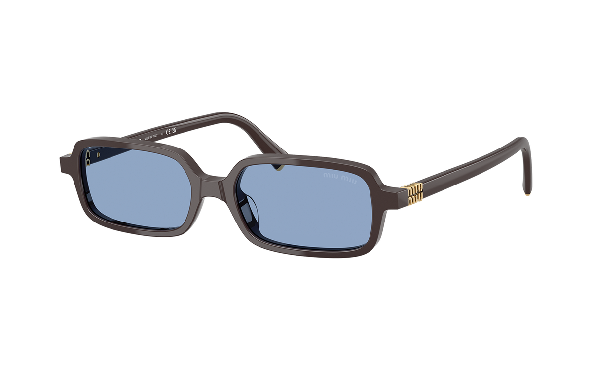 Miu Miu Regard MU 11ZS Women Rectangular Moka / Light Blue Sunglasses