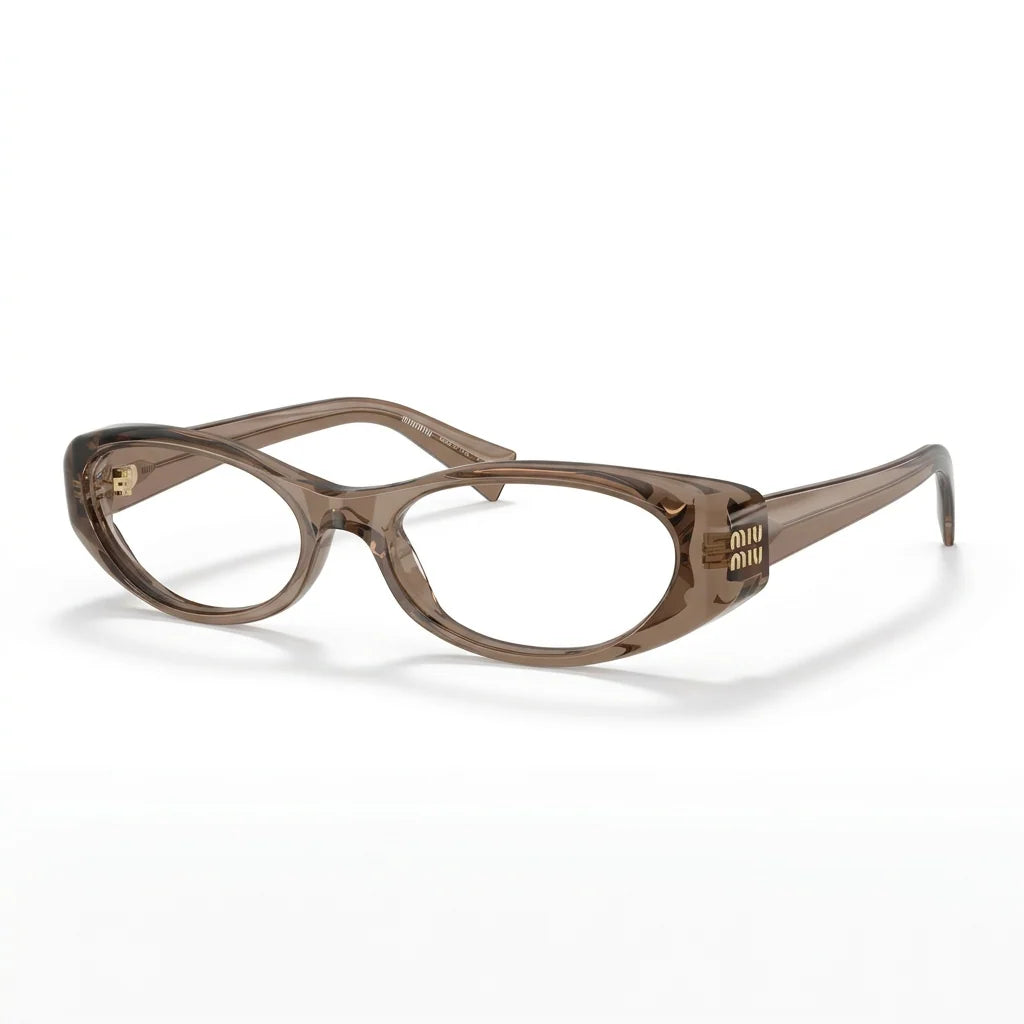 Miu Miu Women MU 03ZV Narrow Oval Optical Transparent Brown Glasses