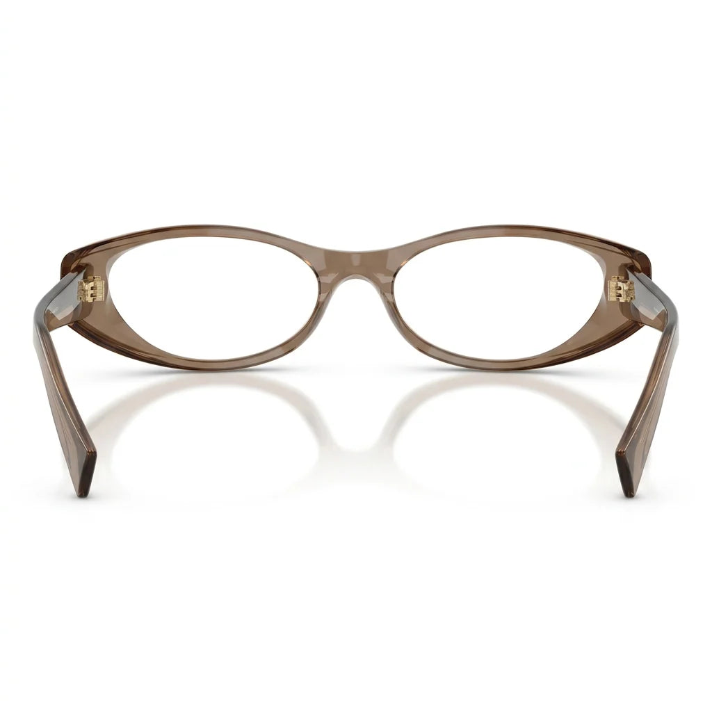Miu Miu Women MU 03ZV Narrow Oval Optical Transparent Brown Glasses