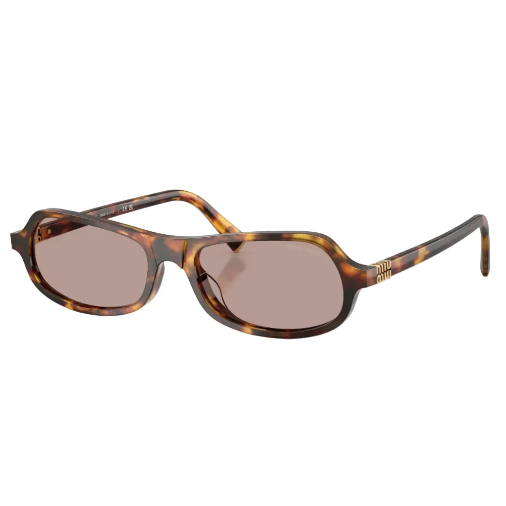 Miu Miu Women MU B10SU Irregular Honey Havana / Light Purple Brown Sunglasses