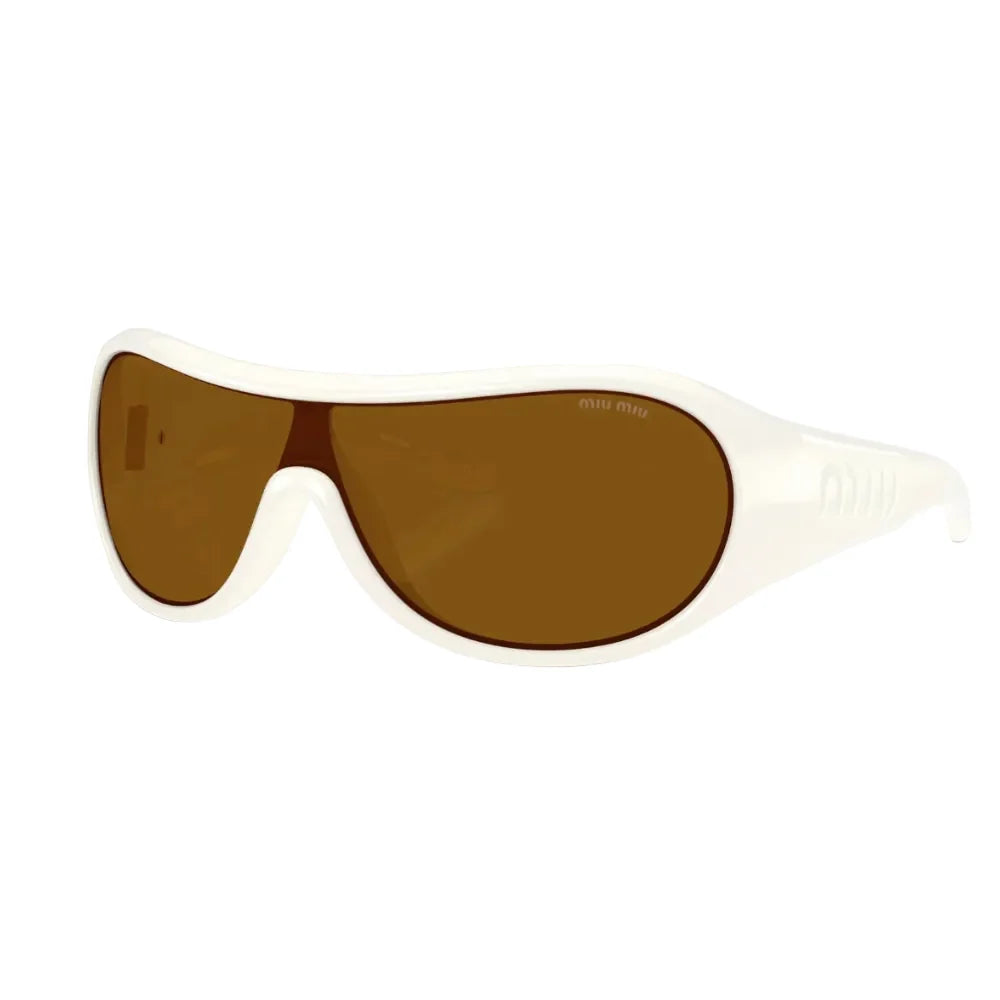 Miu Miu Ivresse Women Wraparound White / Bronze Sunglasses