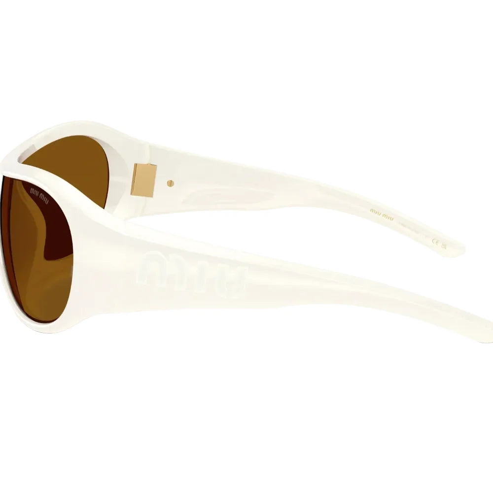 Miu Miu Ivresse Women Wraparound White / Bronze Sunglasses