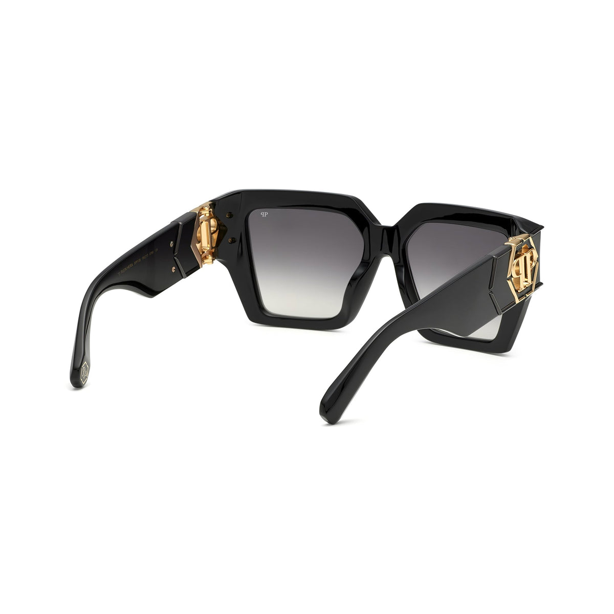 Philipp Plein Women Black Acetate Hexagon Logo Sunglasses
