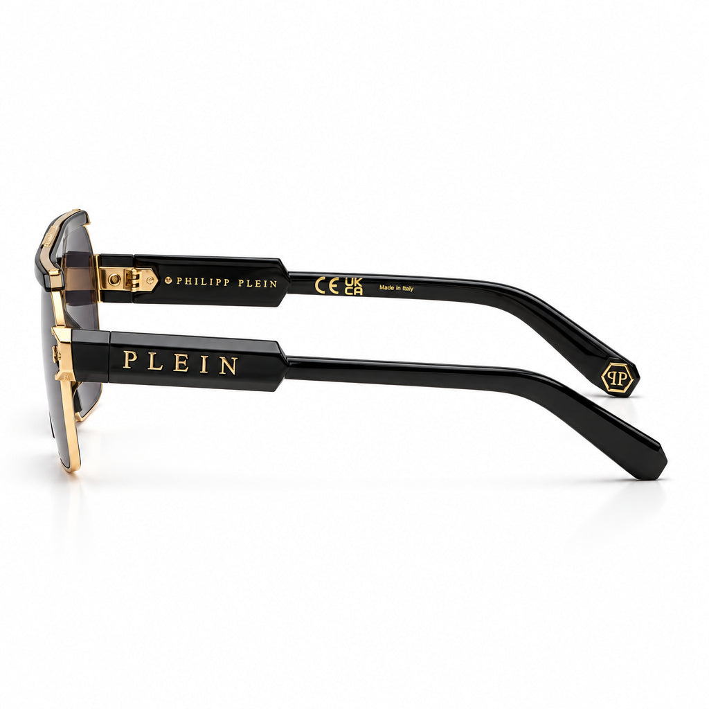 Philipp Plein Unisex Aviator Black / Rose Gold Sunglasses