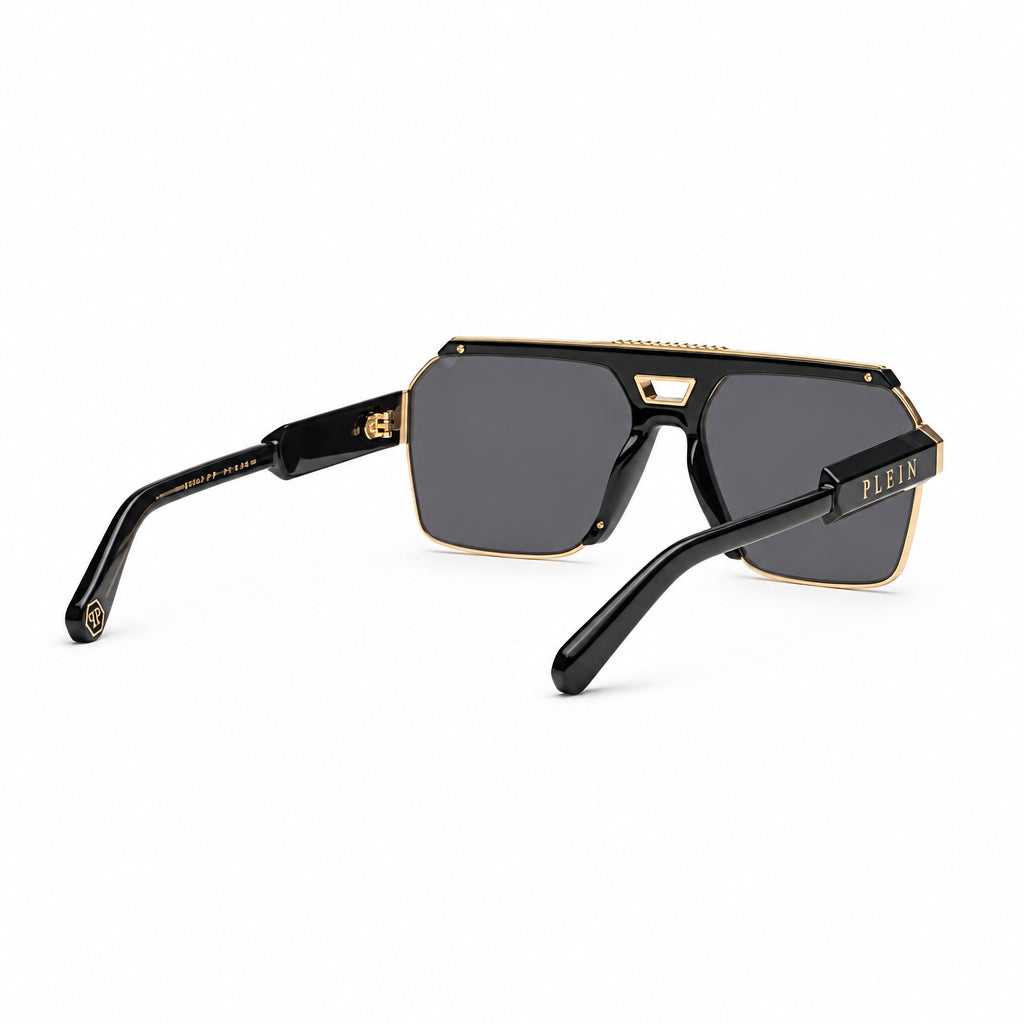 Philipp Plein Unisex Aviator Black / Rose Gold Sunglasses