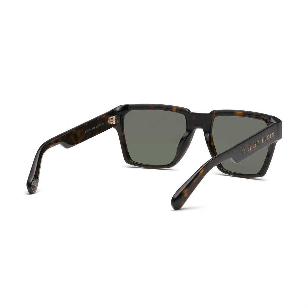 Philipp Plein Men Plein Stud Dark Havana Tortoise Square Sunglasses