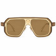 Philipp Plein Unisex Shield Semi-Matt Rose Gold / Brown Sunglasses