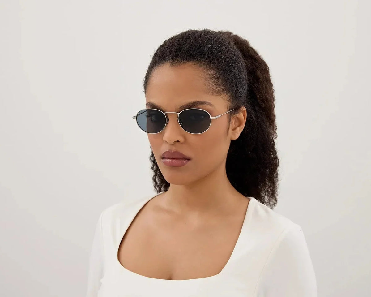 Saint Laurent Unisex SL 799 005 Oval Silver Light Blue Sunglasses