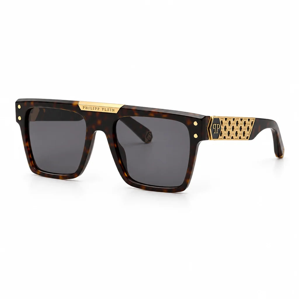 Philipp Plein Unisex SPP080 Geometric Havana / Gold Sunglasses
