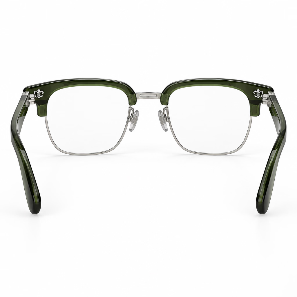 Chrome Hearts Unisex Olive Green Titanium Semi-Rimless Optical Frames
