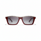 Chanel Women Rectangular Red Sunglasses