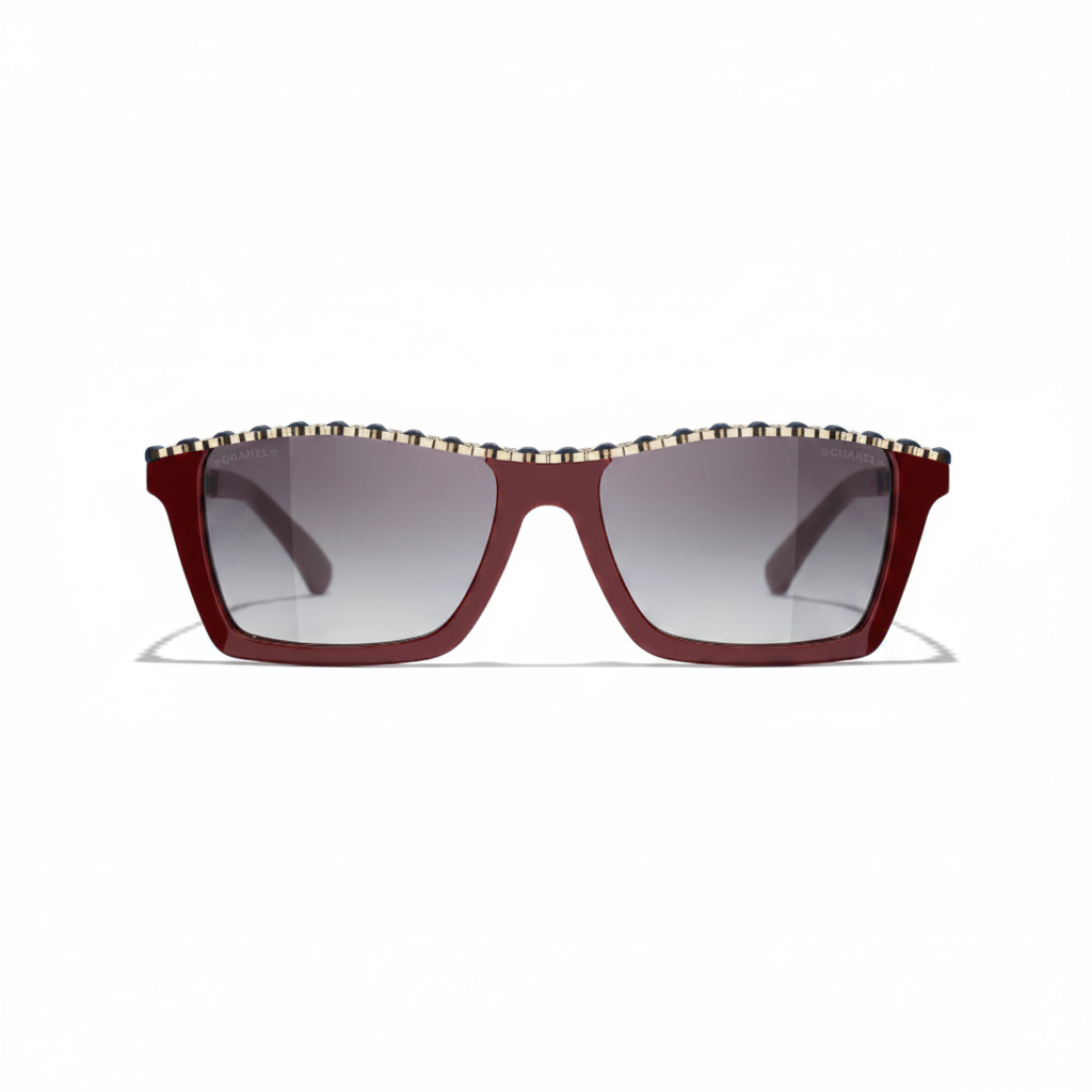 Chanel Women Rectangular Red Sunglasses
