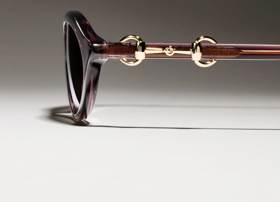 Gucci Women Oval Frame Transparent Brown Sunglasses