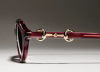 Gucci Women Oval Frame Transparent Burgundy Sunglasses
