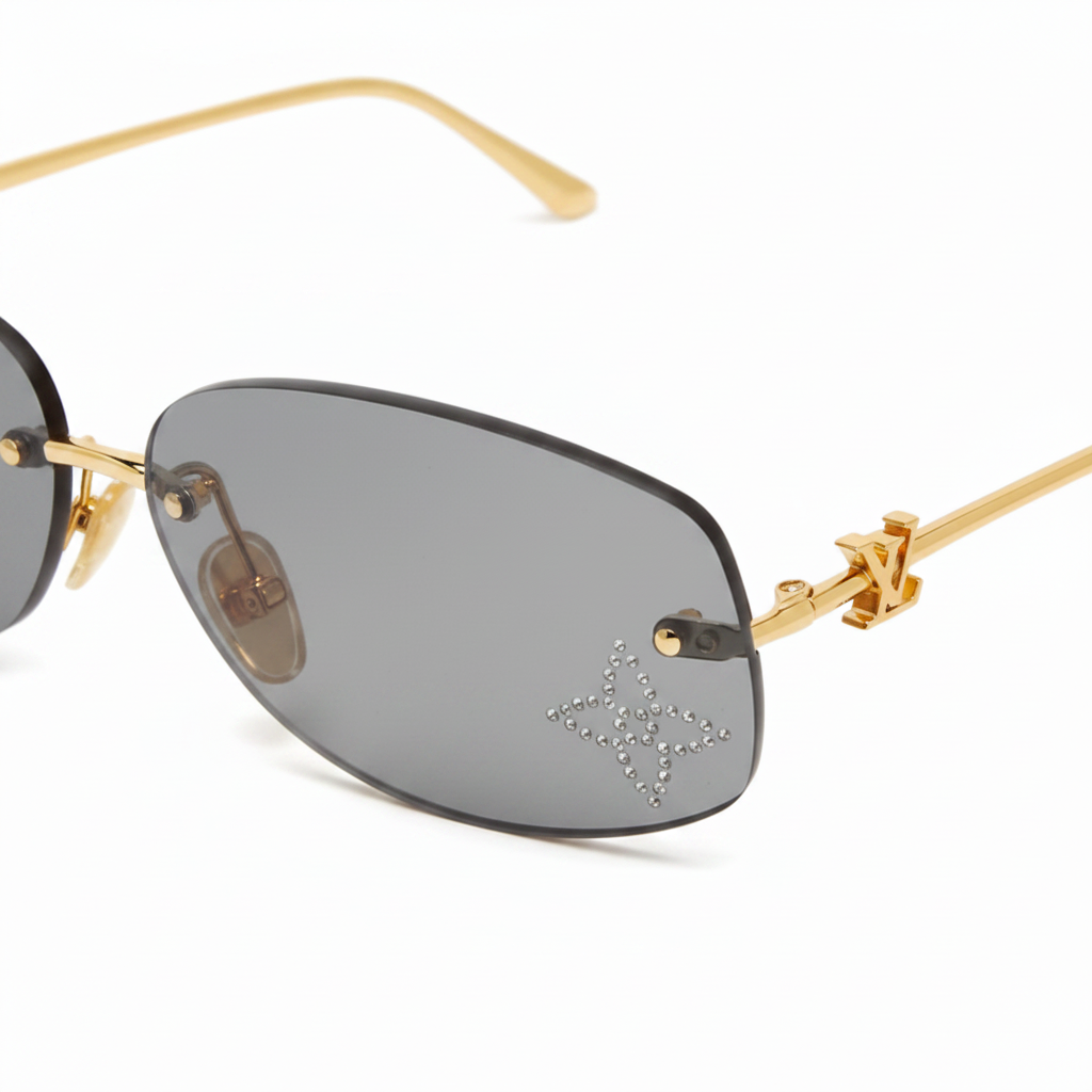 Louis Vuitton Women Crystal Oval Grey Sunglasses