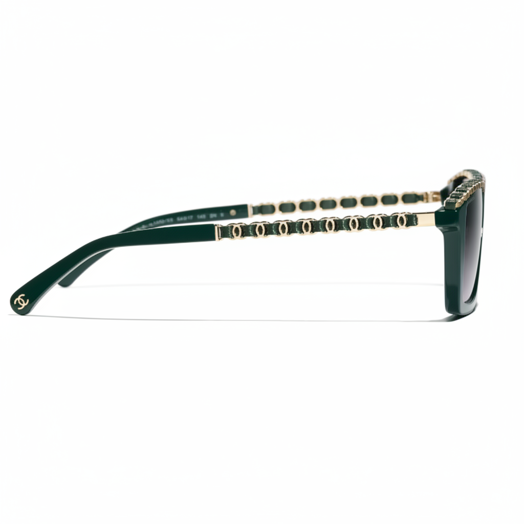 Chanel Women Rectangular Green Sunglasses