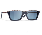 Chanel Women Rectangular Blue Sunglasses