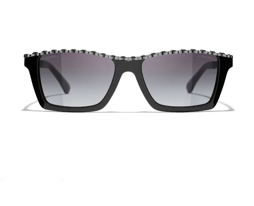 Chanel Women Rectangular Grey Sunglasses