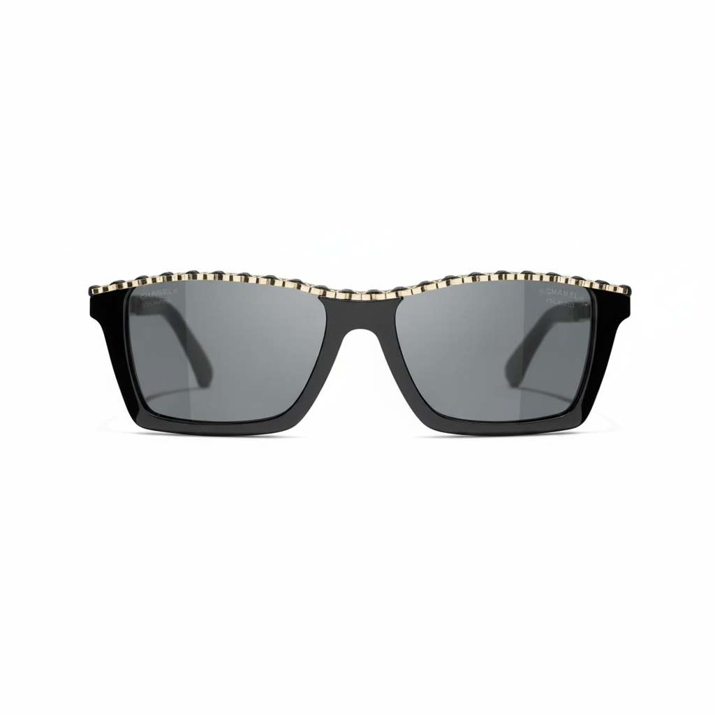 Chanel Women Rectangular Black Sunglasses