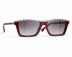 Chanel Women Rectangular Red Sunglasses