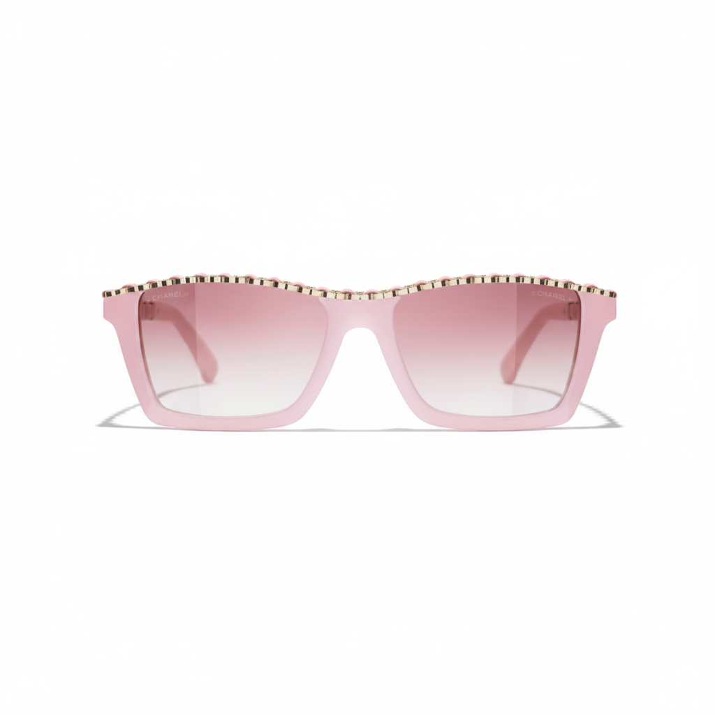Chanel Women Rectangular Pink Sunglasses