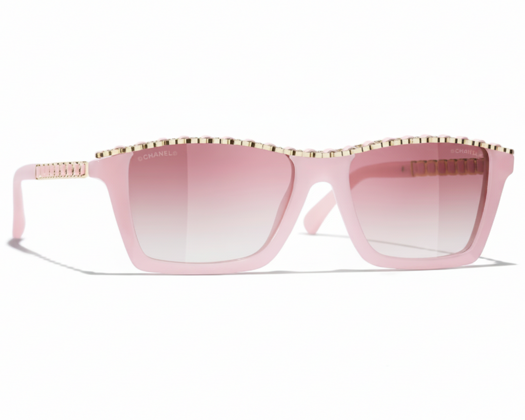 Chanel Women Rectangular Pink Sunglasses